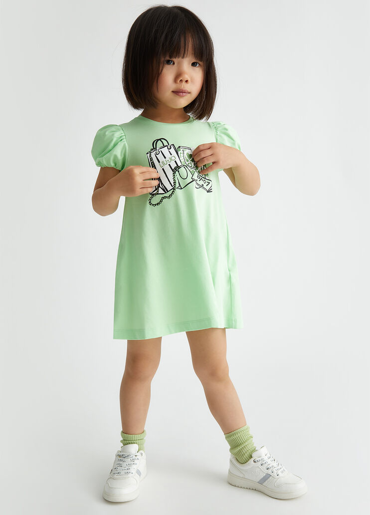 Vestido con estampado y strass verde Liu Jo - medium