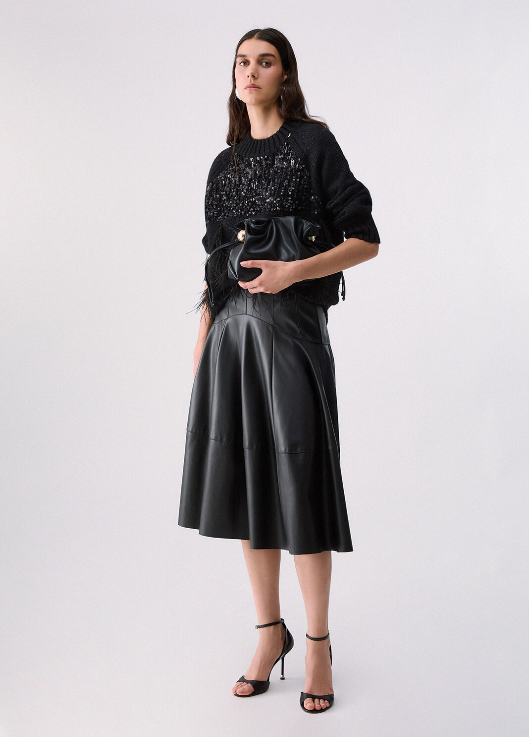 Midi skirt in coated fabric black Liu Jo - large image number 5