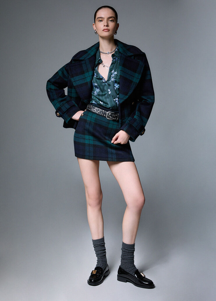 Tartan Wool Miniskirt blue tartan Liu Jo - medium