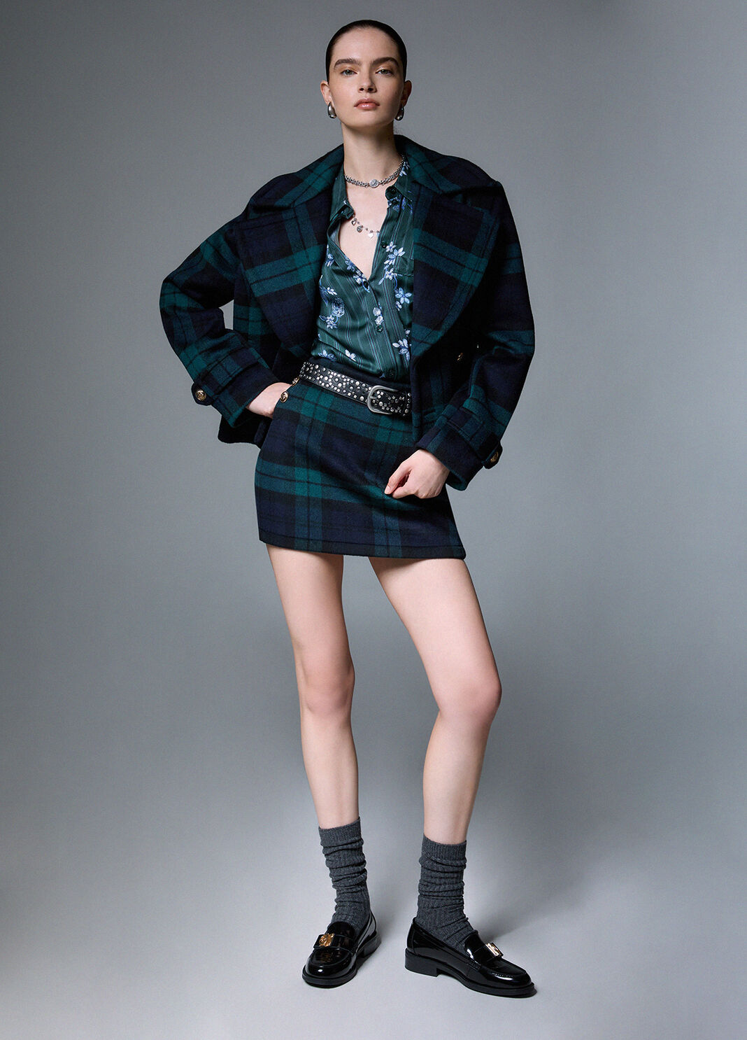 Tartan Wool Miniskirt blue tartan Liu Jo - large image number 2