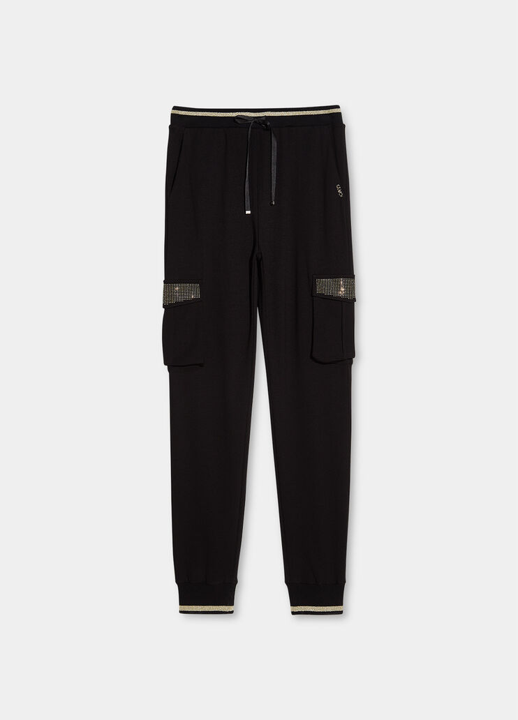 Pantalone cargo in jersey nero Liu Jo - large image number 4 Pantalone cargo in jersey nero Liu Jo - large image number 4