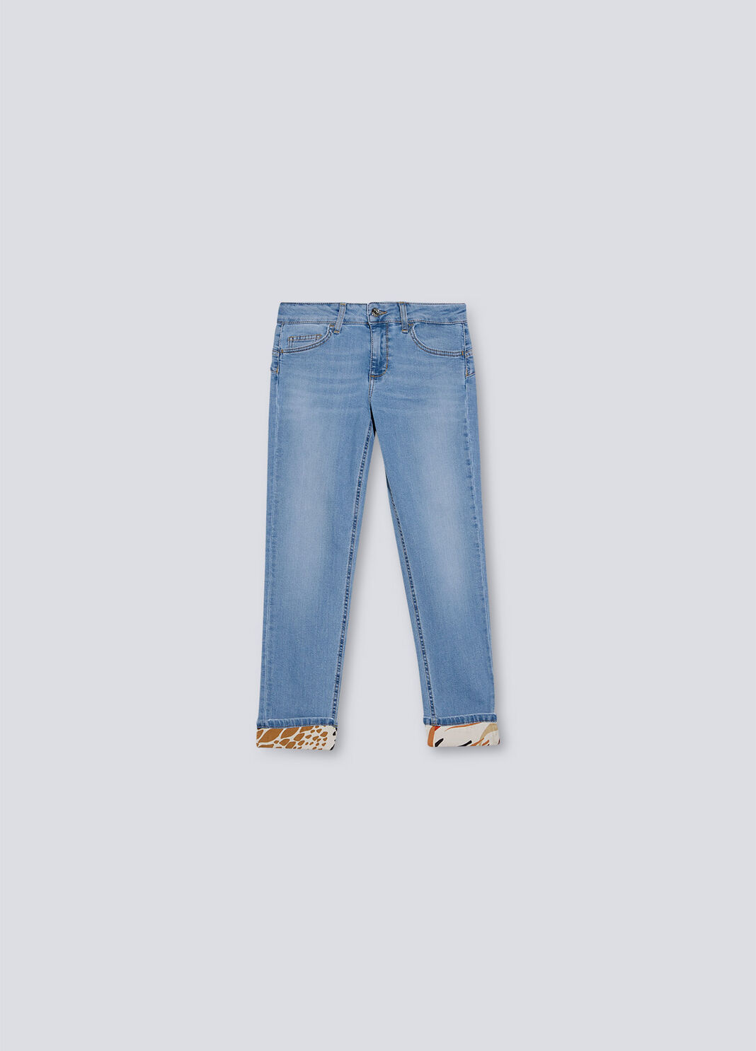 Skinny jeans with animal print turn-up blue denim with animal-print Liu Jo - large image number 4