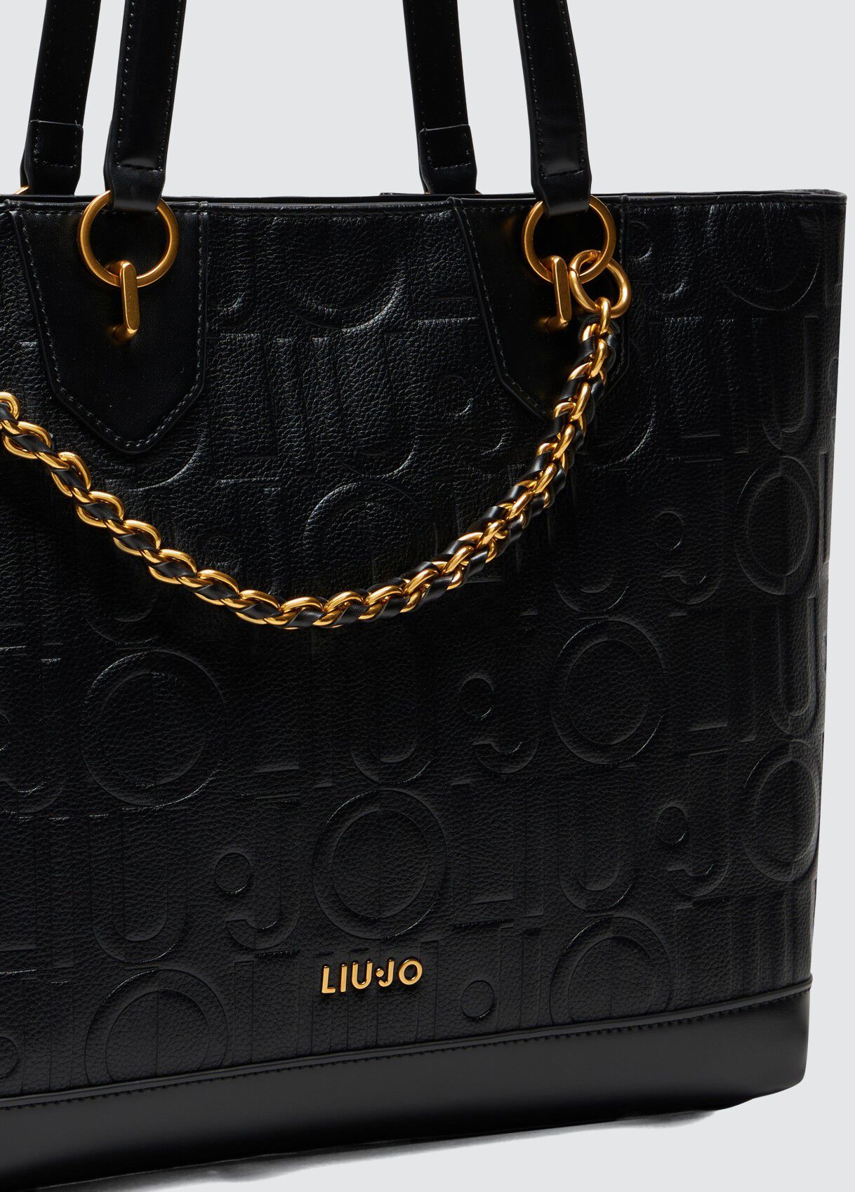 Shopping bag with logo and chain colour black | Liu Jo Shopping bag with logo and chain colour black | Liu Jo