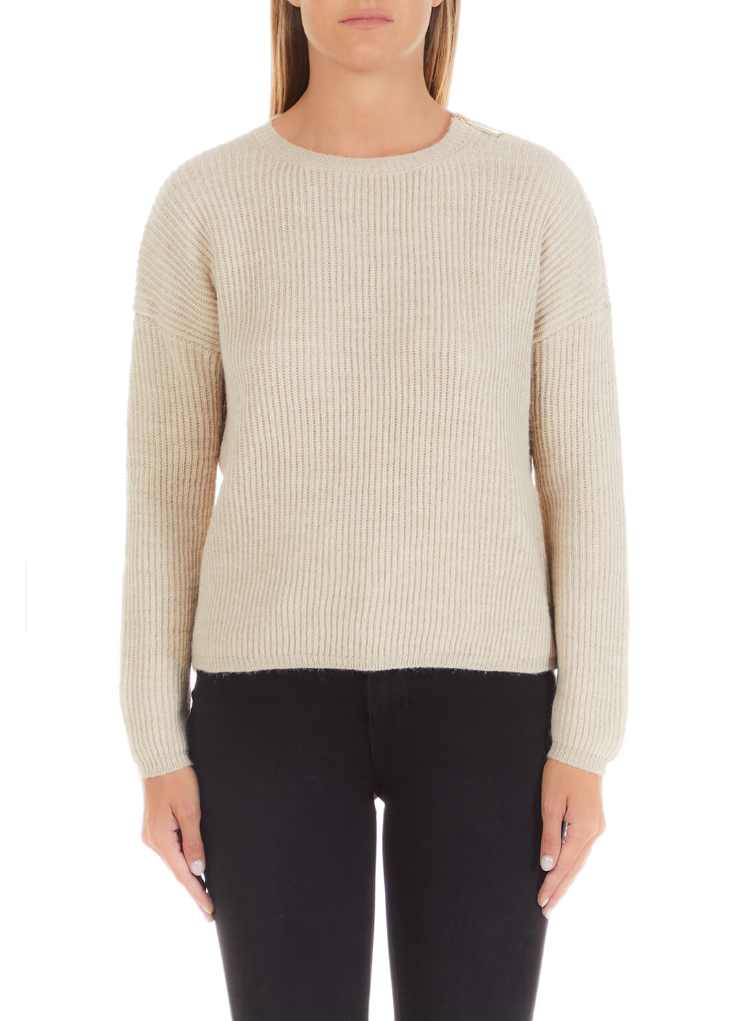 Sweater with decorative zip beige Liu Jo - large image number 0