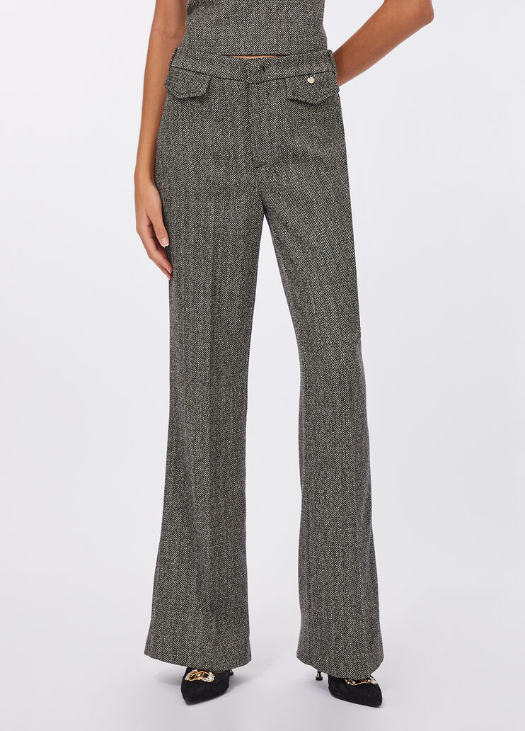 Weite Hose mit Fischgrätmuster Graues Fischgrätmuster Liu Jo - medium Weite Hose mit Fischgrätmuster Graues Fischgrätmuster Liu Jo - medium
