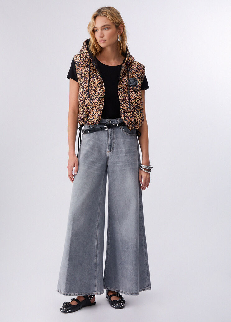 Cropped-Weste mit Kapuze Schwarz/Animal Liu Jo - medium