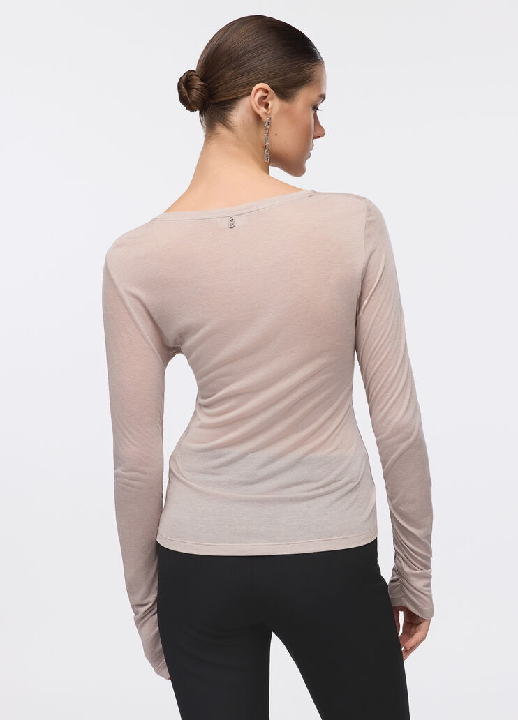 Wool and modal t-shirt dark beige Liu Jo - large image number 1