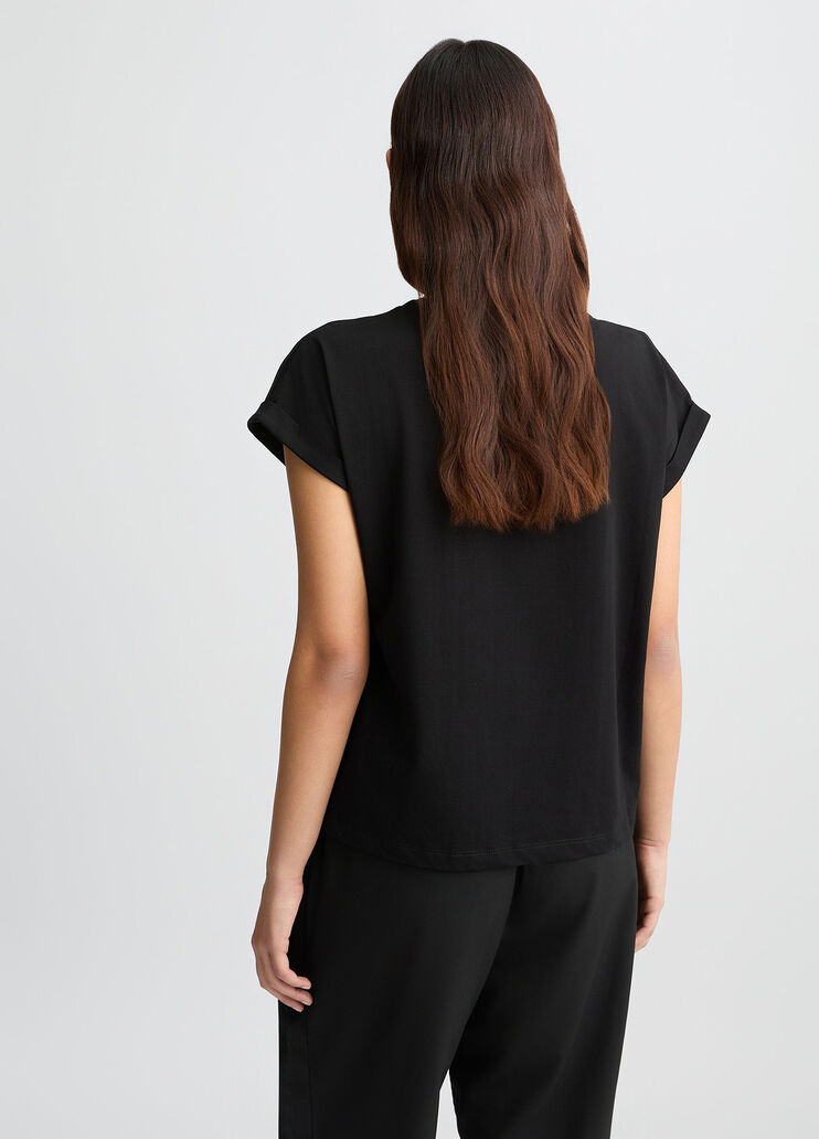 Cotton T-shirt with logo  black Liu Jo - large image number 1 Cotton T-shirt with logo  black Liu Jo - large image number 1