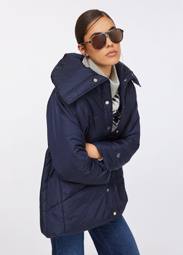 Piumino Donna Leggero E Oversize – Con Cappuccio, Imbottitura In Cotone E Trapuntatura A Rombi