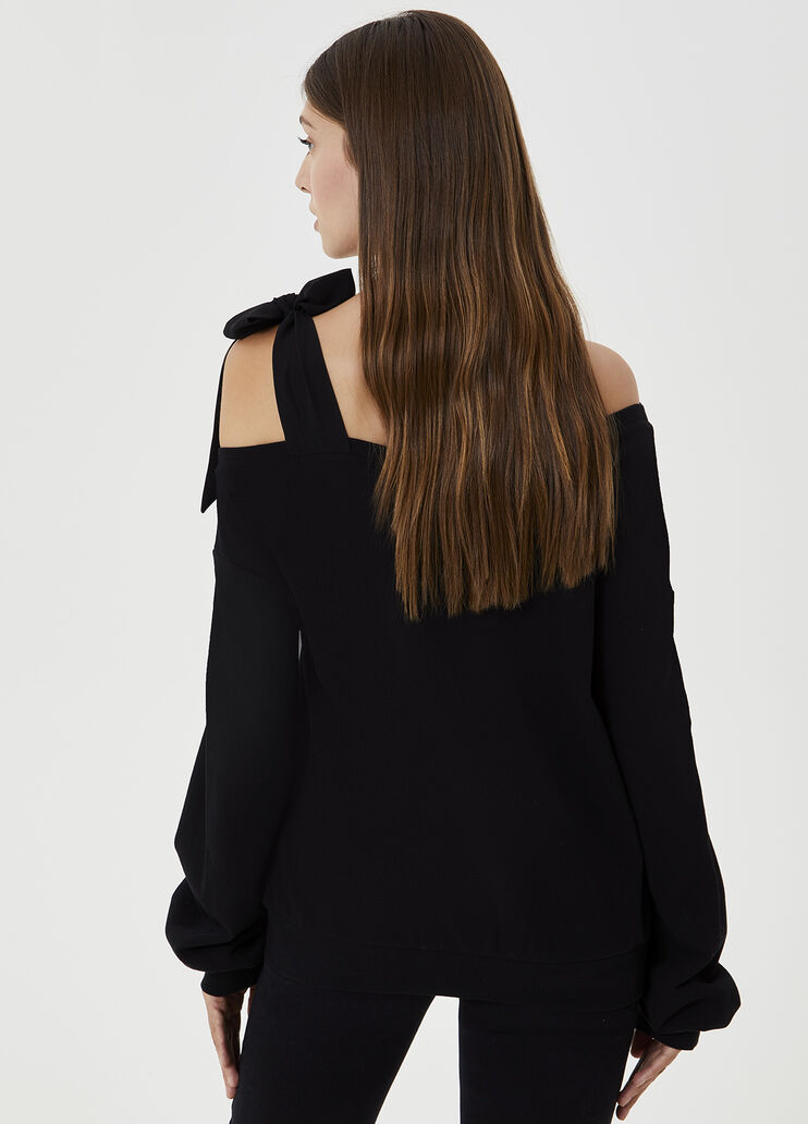 Sweatshirt with bow on the shoulder Black Liu Jo - large image number 1