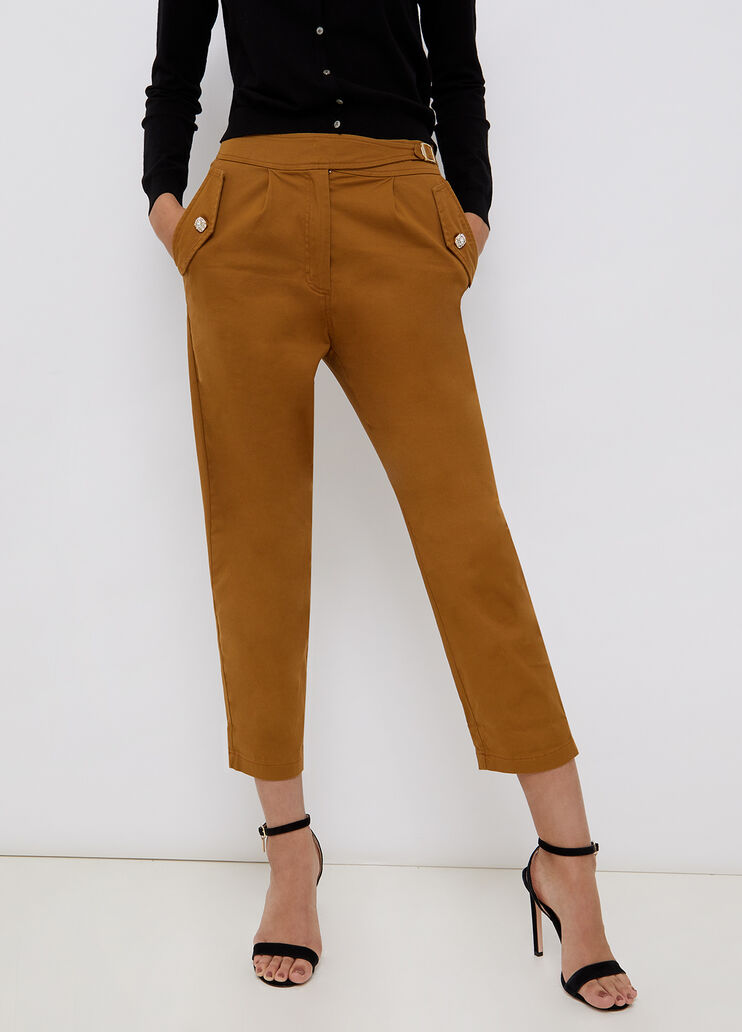 Wide trousers in gabardine bronze Liu Jo - large image number 0