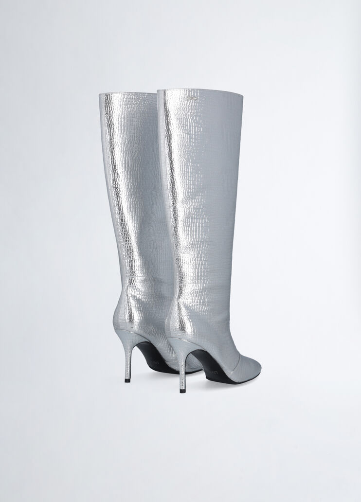Crocodile-print knee-high boots silver Liu Jo - large image number 1 Crocodile-print knee-high boots silver Liu Jo - large image number 1