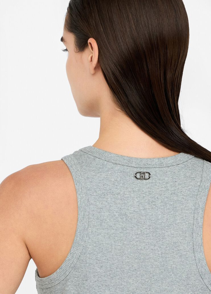 Top with bejewelled appliqués grey Liu Jo - large image number 4