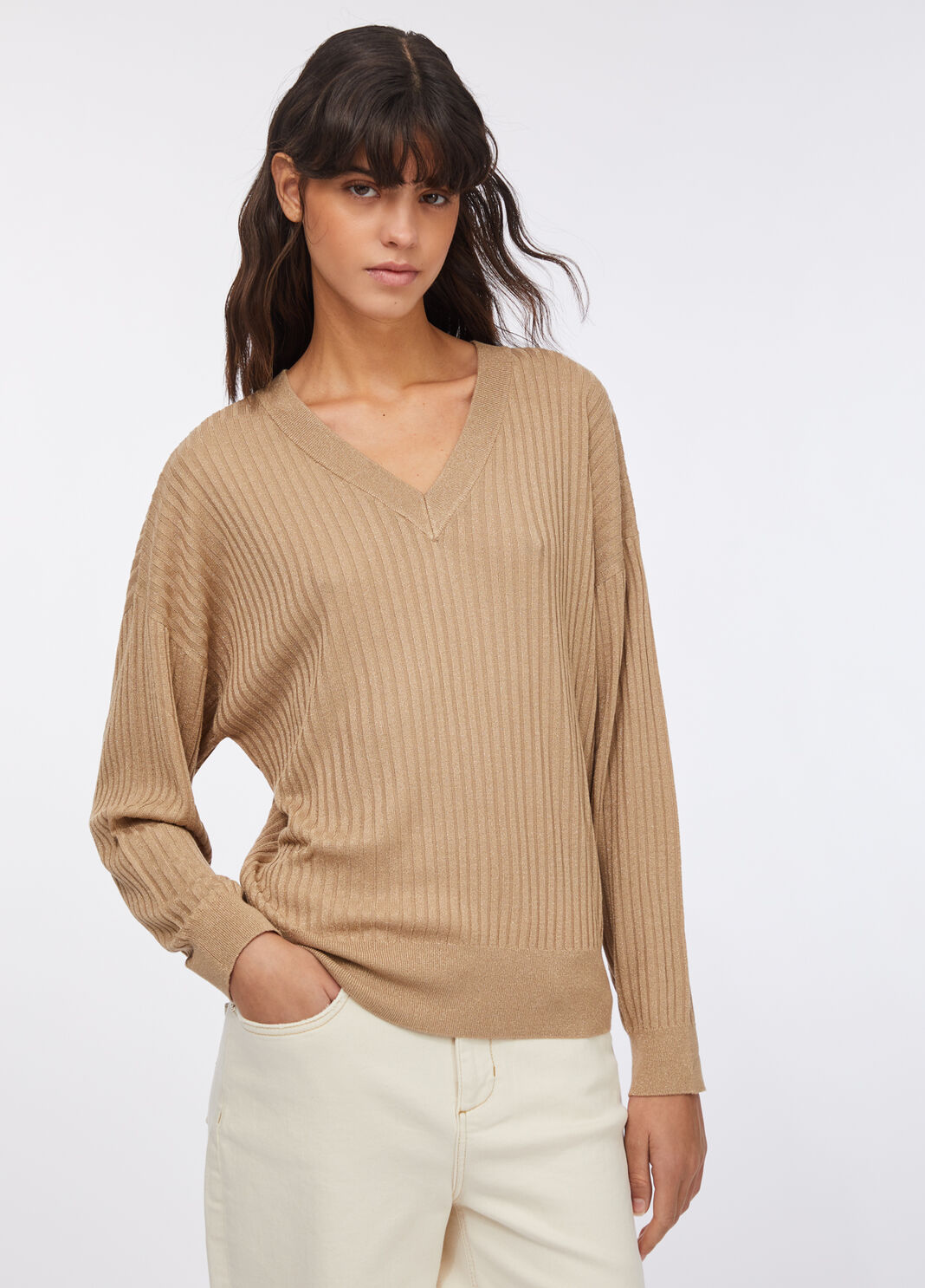 V-neck jumper gold Liu Jo - large image number 0