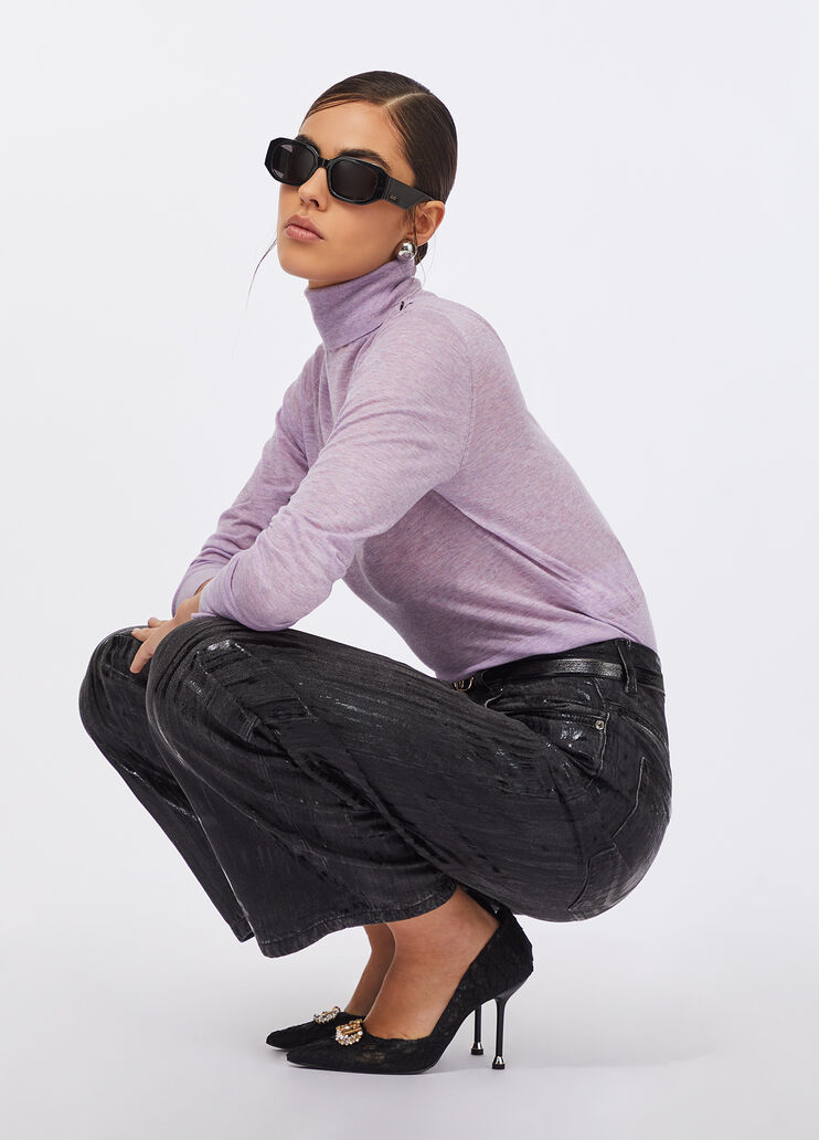 Cotton and cashmere polo-neck lilac Liu Jo - medium