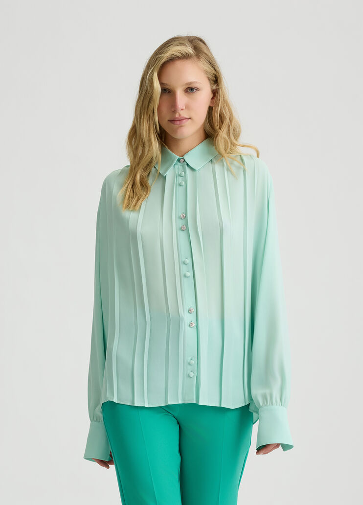 Georgette shirt with pleats mint Liu Jo - large image number 0 Georgette shirt with pleats mint Liu Jo - large image number 0