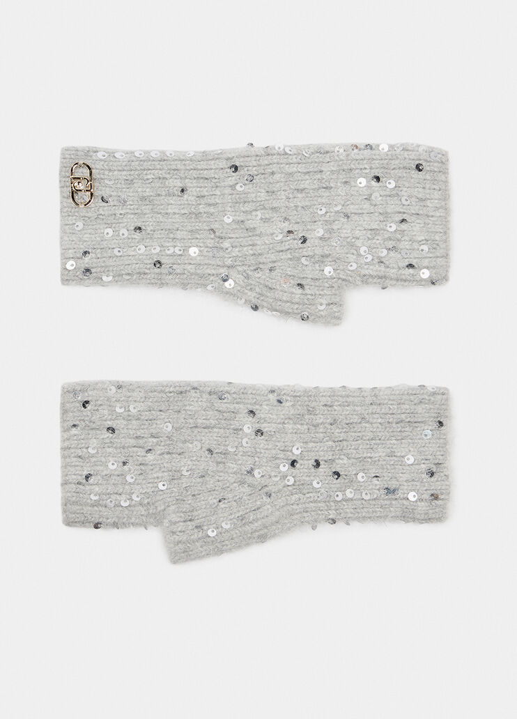 Stulpen aus Angora mit Pailletten Eisgrau Liu Jo - large image number 2 Stulpen aus Angora mit Pailletten Eisgrau Liu Jo - large image number 2