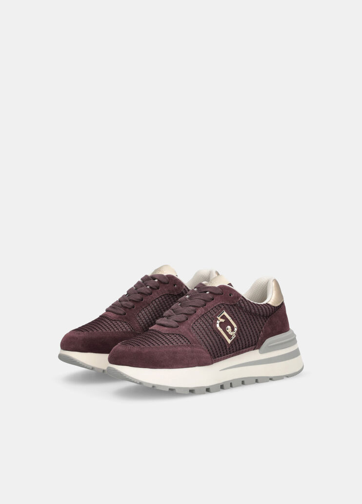 Suede and mesh sneakers bordeaux Liu Jo - large image number 2