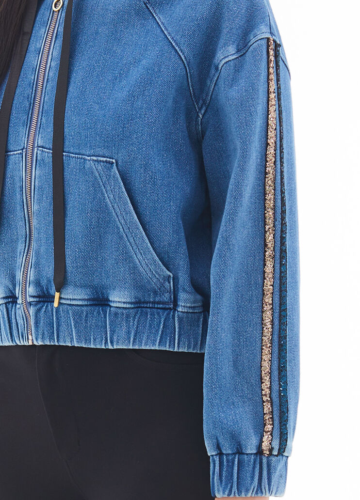 Толстовка с капюшоном и пайетками светло-синий деним Liu Jo - large image number 2