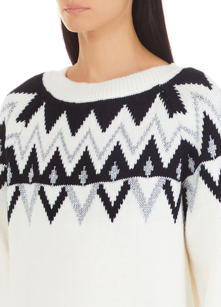 Jersey con intarsia y pedrería blanco/negro Liu Jo - large image number 2