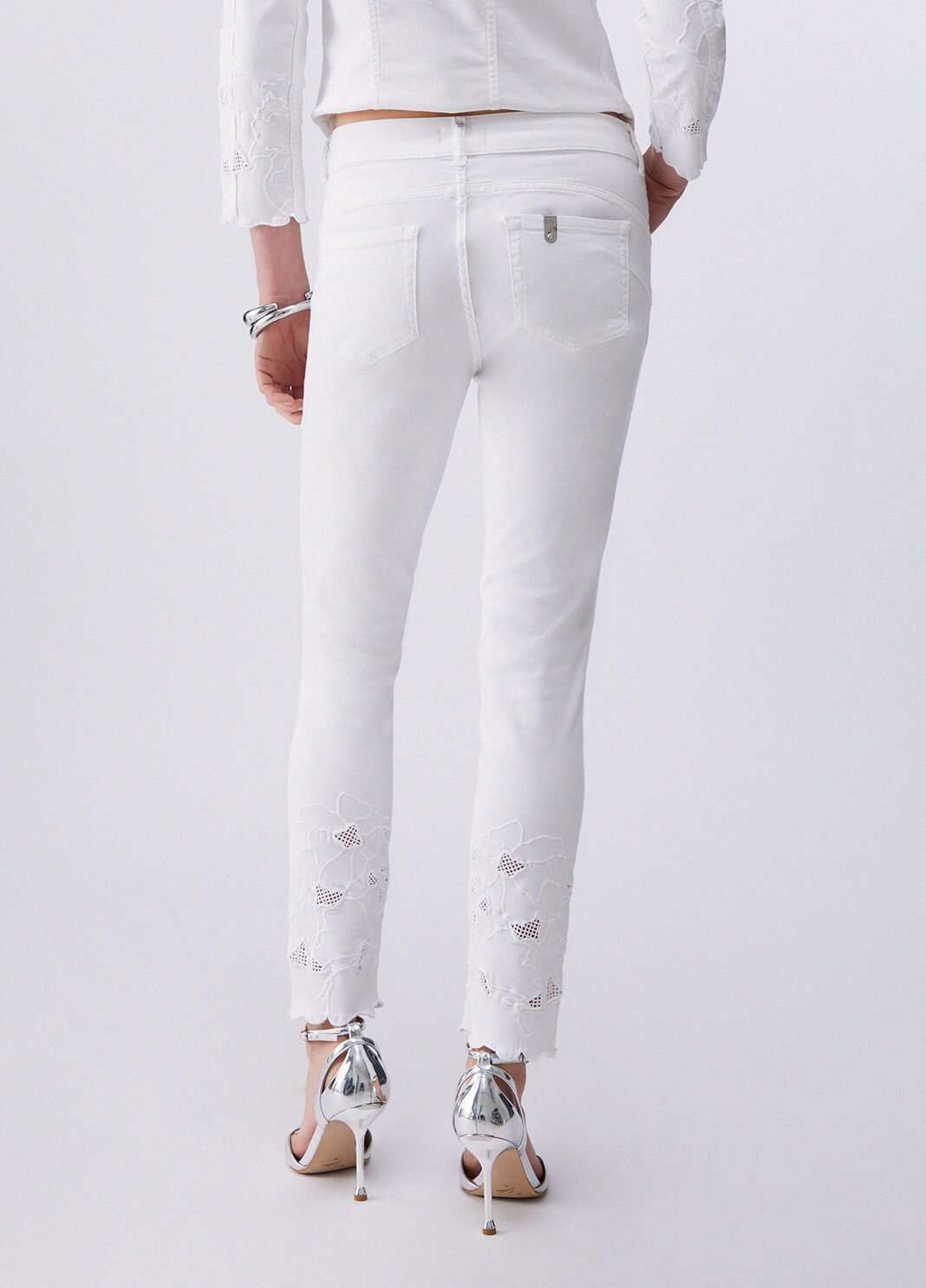 Pantalon skinny avec broderie Saint-Gall blanc Liu Jo - large image number 1