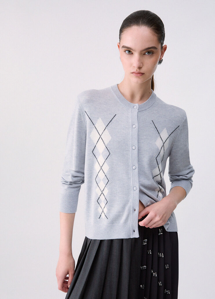 Wollcardigan mit Argyle-Muster Grau Liu Jo - medium