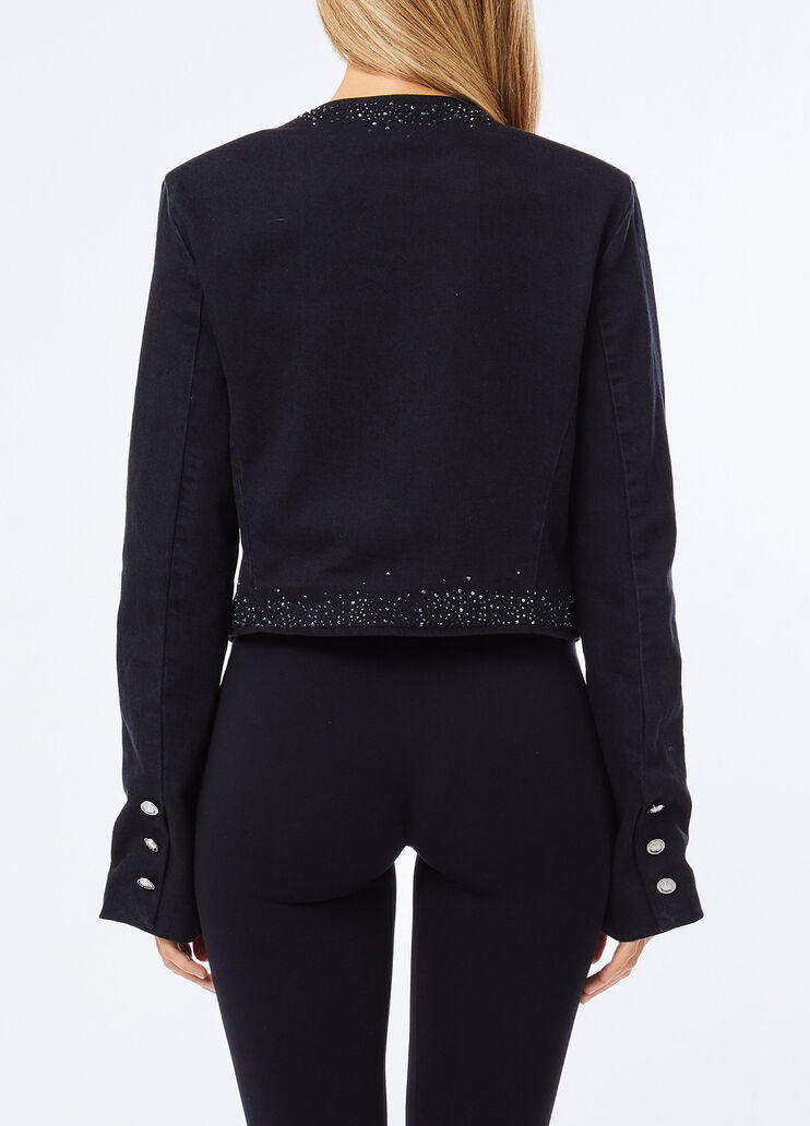 Denim jacket with rhinestones black denim Liu Jo - medium