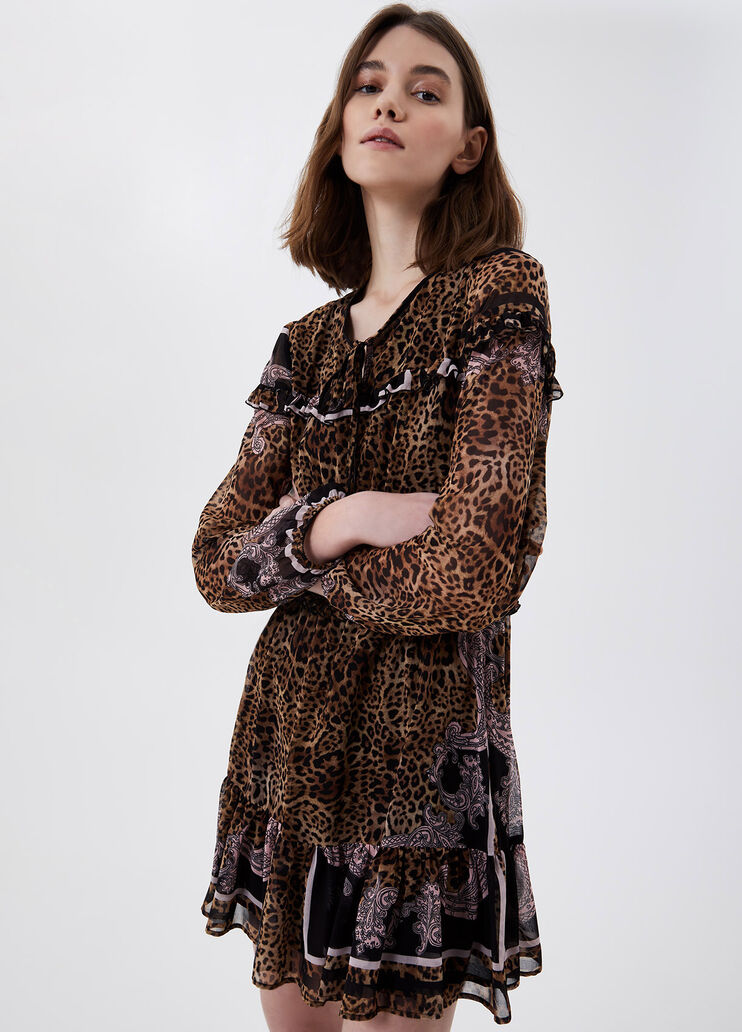 Короткое платье с принтом Анималистический Liu Jo - large image number 0