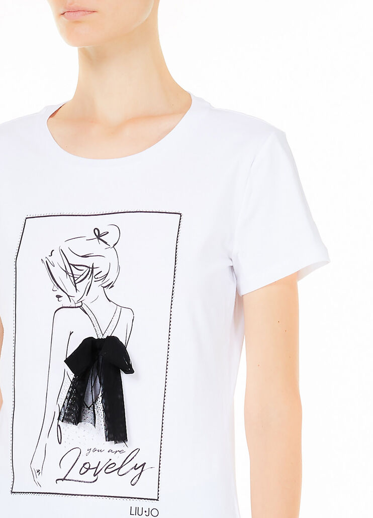 T-shirt with appliqués Optic White Liu Jo - large image number 2 T-shirt with appliqués Optic White Liu Jo - large image number 2