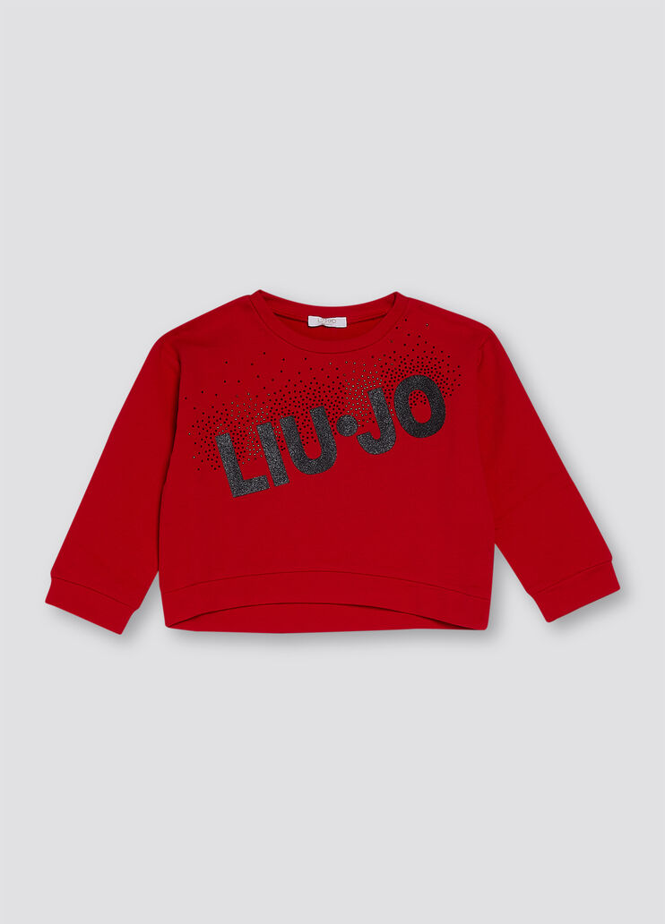 Sudadera con logotipo y strass rojo Liu Jo - large image number 0