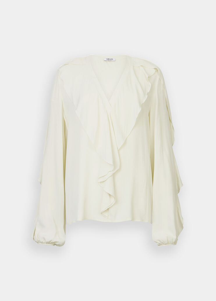 Blouse en crêpe de Chine blanc Liu Jo - large image number 3 Blouse en crêpe de Chine blanc Liu Jo - large image number 3