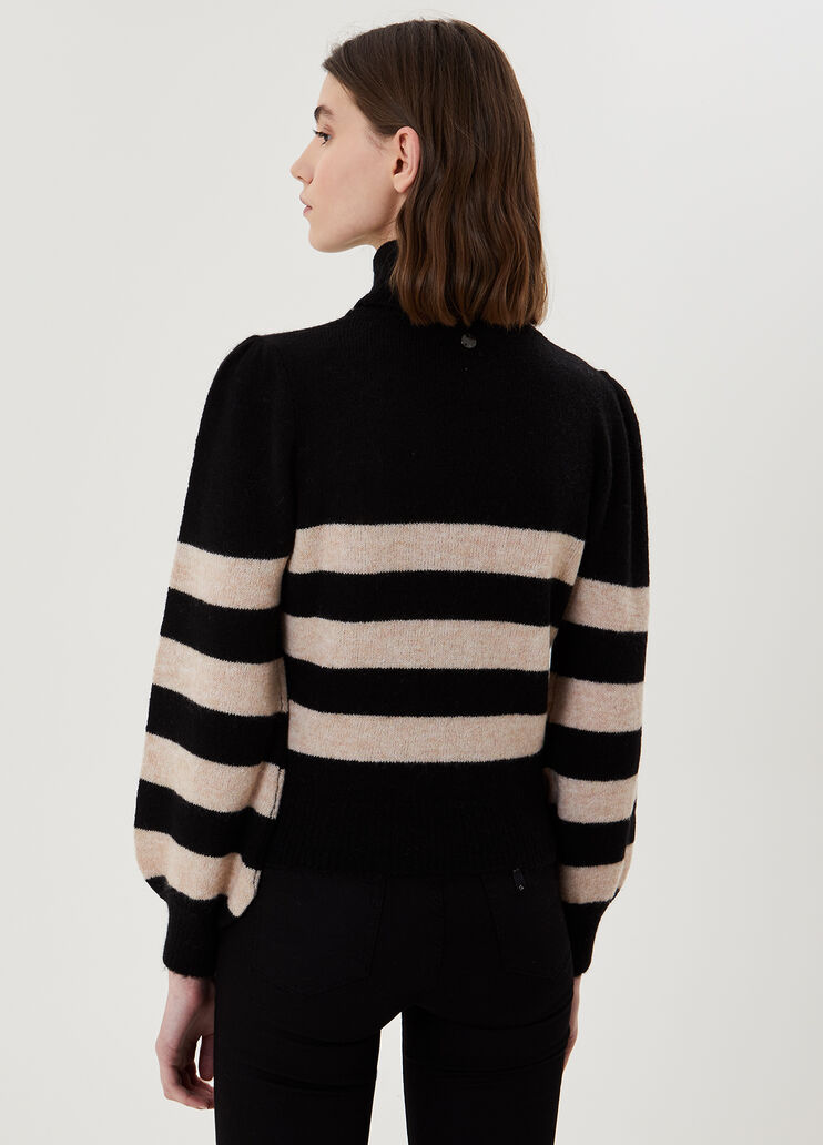 Striped turtleneck jumper Black/Nude Liu Jo - large image number 1