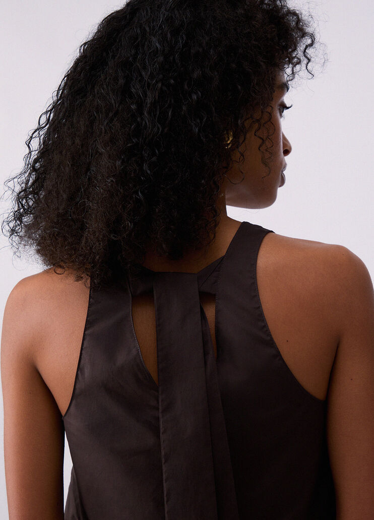 Top in popeline con fiocco marrone scuro Liu Jo - medium