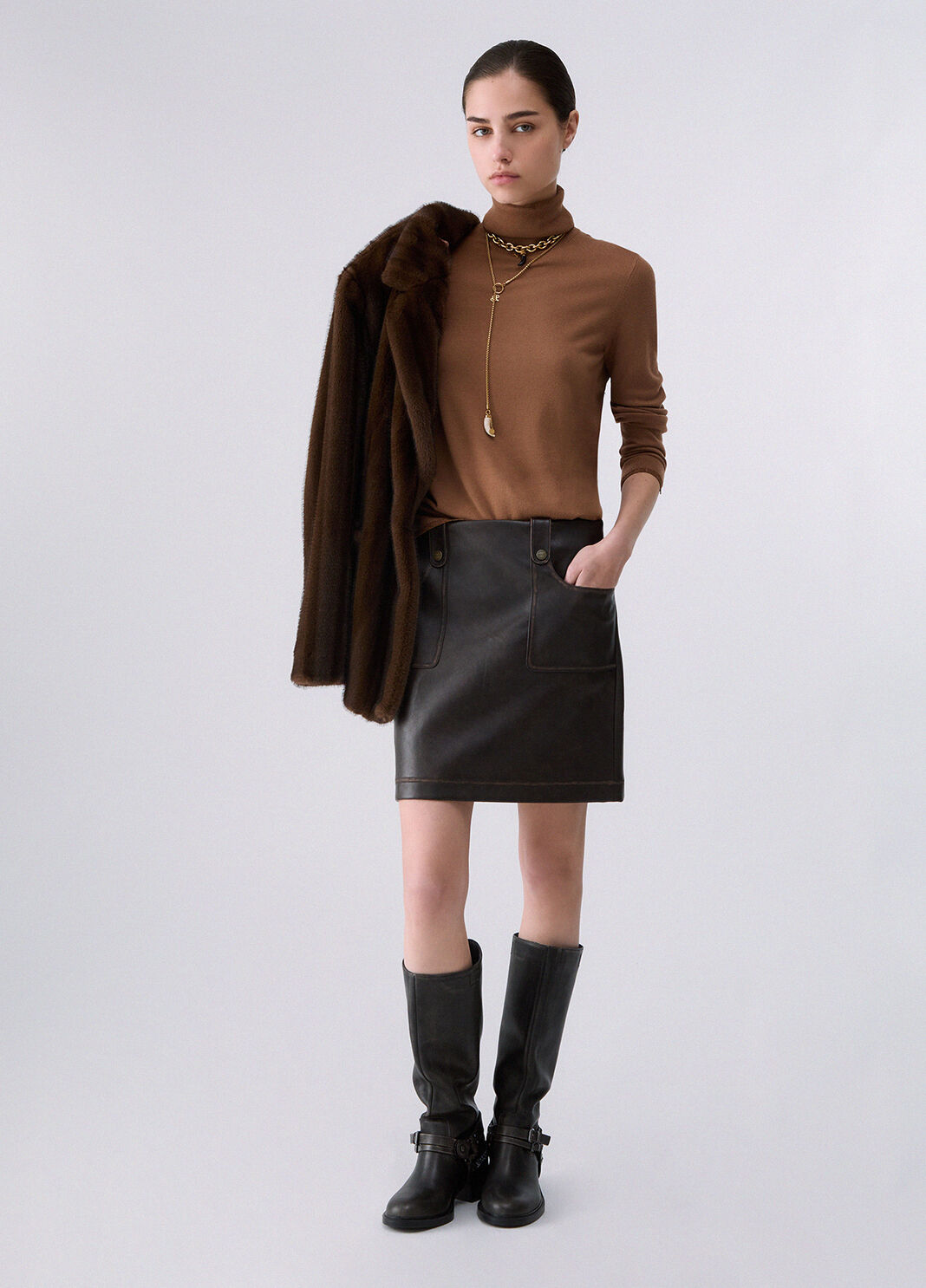 Водолазка с отделкой Lurex&reg; бежевый Liu Jo - large image number 5