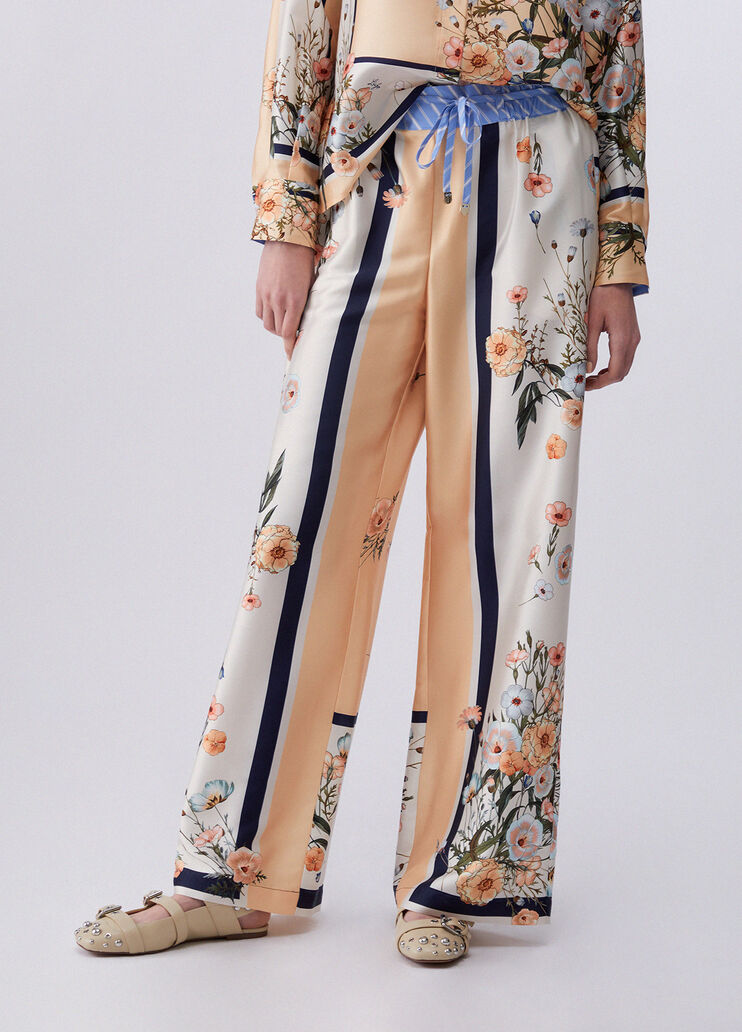 Printed twill trousers orange Liu Jo - large image number 0