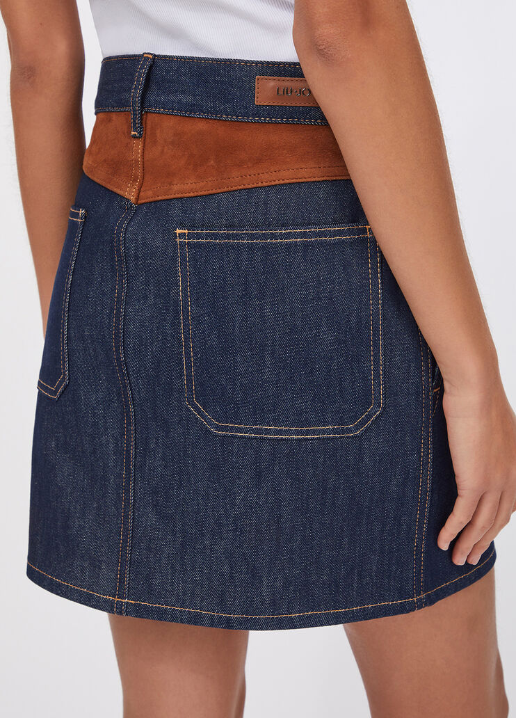 Minirock aus Denim mit Wildledereinsatz Klassische Waschung Liu Jo - large image number 4