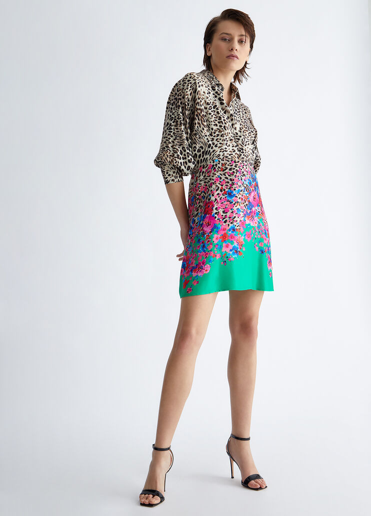 Eco-friendly shirt dress green / floral Liu Jo - look Eco-friendly shirt dress green / floral Liu Jo - look