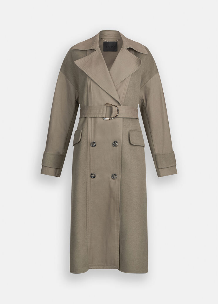 Double-breasted wool trench coat asparagus Liu Jo - large image number 6 Double-breasted wool trench coat asparagus Liu Jo - large image number 6