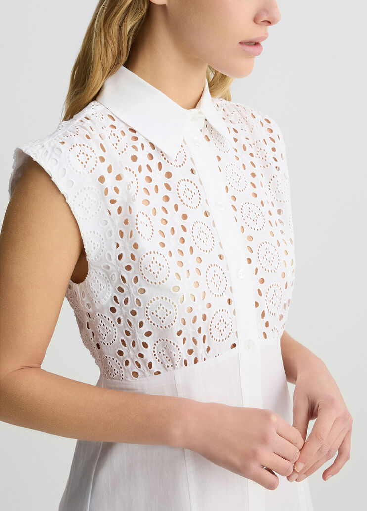 Broderie anglaise shirt dress white Liu Jo - large image number 3 Broderie anglaise shirt dress white Liu Jo - large image number 3