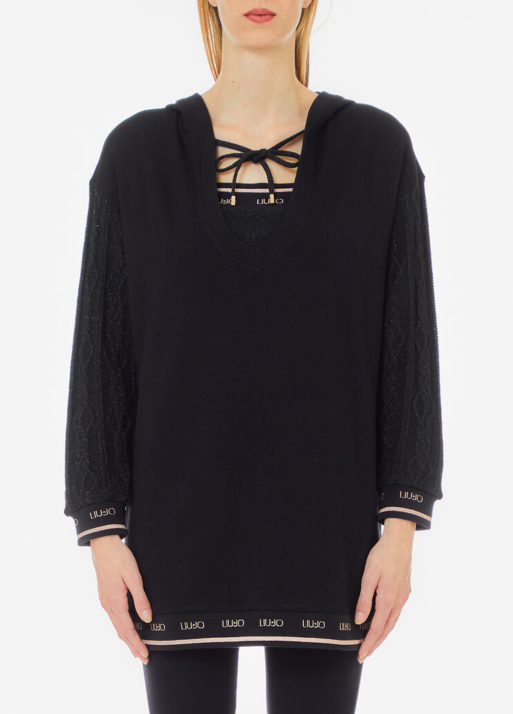 Sweat-shirt à capuche noir Liu Jo - large image number 0 Sweat-shirt à capuche noir Liu Jo - large image number 0