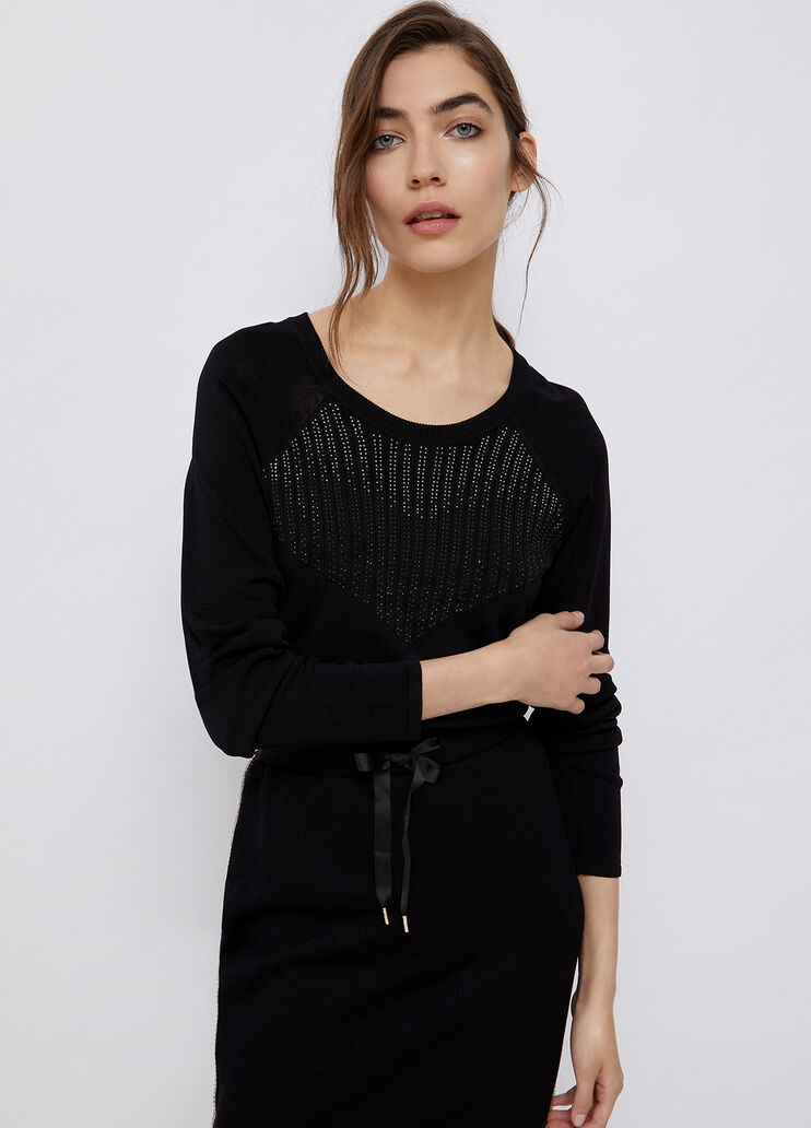 Sweater with micro studs black Liu Jo - large image number 0