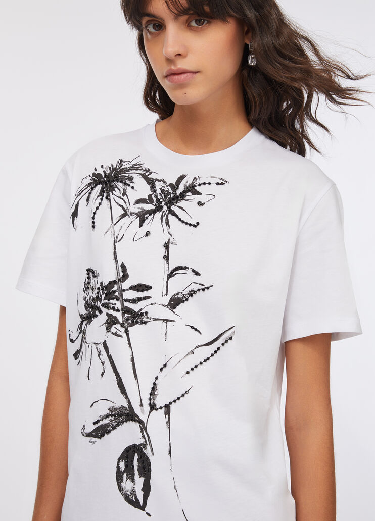 Camiseta de algodón con estampado blanco Liu Jo - medium