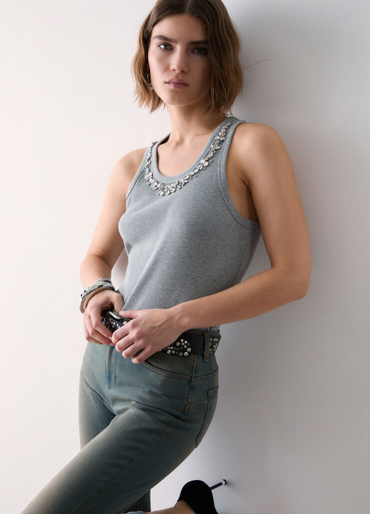 T-shirt with jewel decoration grey Liu Jo - medium