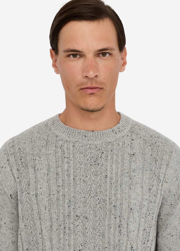 Cable knit wool sweater light grey Liu Jo - large image number 2