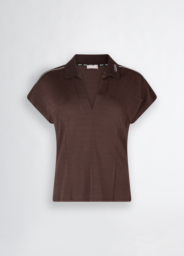 Piquet t-shirt brown Liu Jo - large image number 6 Piquet t-shirt brown Liu Jo - large image number 6