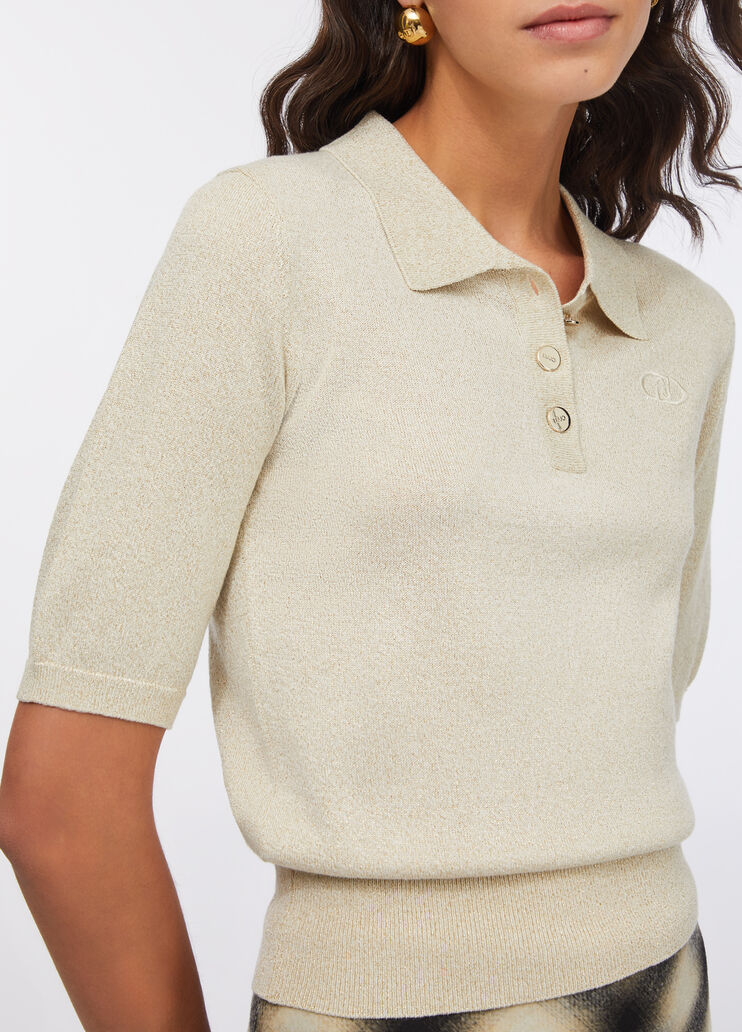 Polo en maille Lurex® blanc laine Liu Jo - medium