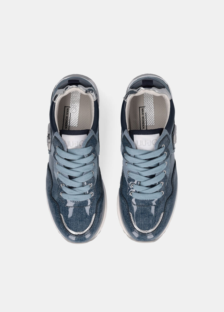 Glossy denim platform sneakers blue denim Liu Jo - large image number 4 Glossy denim platform sneakers blue denim Liu Jo - large image number 4