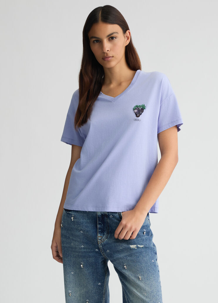 T-shirt with grape lavender Liu Jo - large image number 0 T-shirt with grape lavender Liu Jo - large image number 0