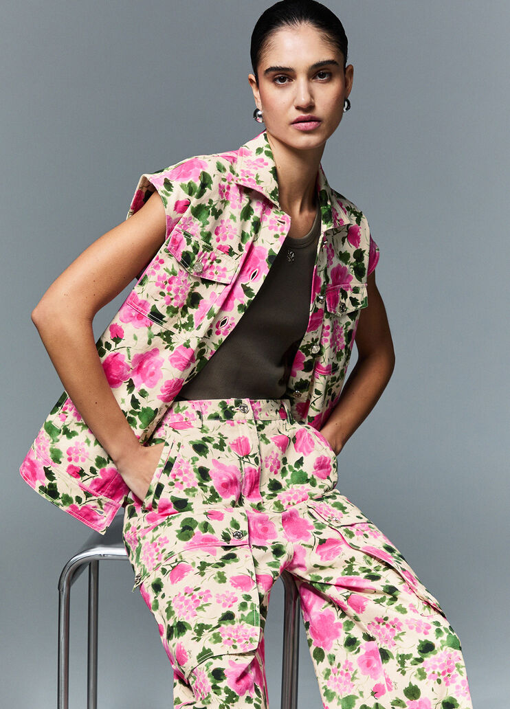 Weste mit Print gebl&uuml;mt Liu Jo - medium