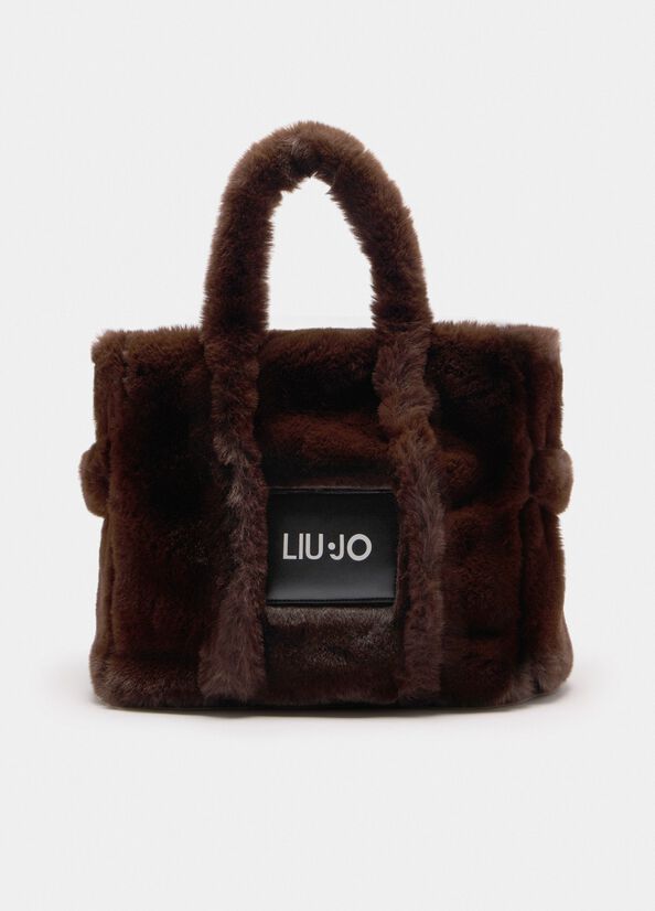 Medium teddy tote bag chocolate Liu Jo - medium